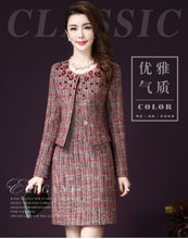 Load image into Gallery viewer, Wang Xiaoya&#39;s new long sleeve large size slim wedding dress in autumn 2019 mother&#39;s two suit women&#39;s dress