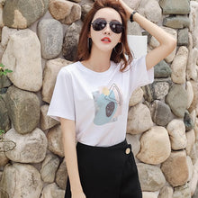 Load image into Gallery viewer, Factory Direct sales 2021 summer new Korean style women&#39;s clothing loose round neck print short-sleeved T-shirt women&#39;s tops wholesale 5068