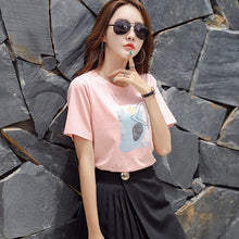 Load image into Gallery viewer, Factory Direct sales 2021 summer new Korean style women&#39;s clothing loose round neck print short-sleeved T-shirt women&#39;s tops wholesale 5068