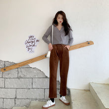 Load image into Gallery viewer, Autumn and winter 2019 light core flannelette children&#39;s lace up and suede chenille Harun small foot radish large casual grandma&#39;s pants