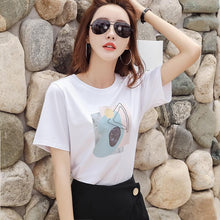 Load image into Gallery viewer, Factory Direct sales 2021 summer new Korean style women&#39;s clothing loose round neck print short-sleeved T-shirt women&#39;s tops wholesale 5068