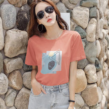 Load image into Gallery viewer, Factory Direct sales 2021 summer new Korean style women&#39;s clothing loose round neck print short-sleeved T-shirt women&#39;s tops wholesale 5068