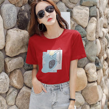 Load image into Gallery viewer, Factory Direct sales 2021 summer new Korean style women&#39;s clothing loose round neck print short-sleeved T-shirt women&#39;s tops wholesale 5068