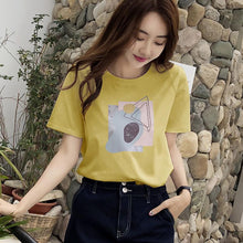 Load image into Gallery viewer, Factory Direct sales 2021 summer new Korean style women&#39;s clothing loose round neck print short-sleeved T-shirt women&#39;s tops wholesale 5068