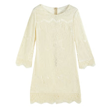 Load image into Gallery viewer, Sweet all-matching eyelash lace slim-fit eight-quarter sleeve bell sleeve A- line dress 6733