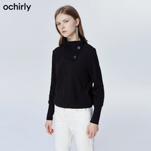 Load image into Gallery viewer, 黑标系列 欧时力2019新款秋装配围脖套头宽松长袖T恤女1ZH3024950