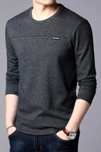 Load image into Gallery viewer, 2019新款秋冬男装长袖T恤中青年圆领商务休闲纯色棉打底衫体恤