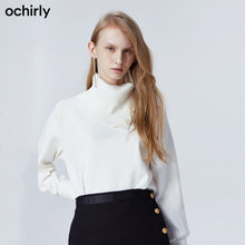 Load image into Gallery viewer, 黑标系列 欧时力2019新款秋装配围脖套头宽松长袖T恤女1ZH3024950