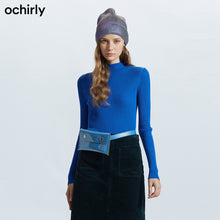 Load image into Gallery viewer, 3件8折 欧时力2019秋装立领纯羊毛打底针织毛衣女1GZ3030850